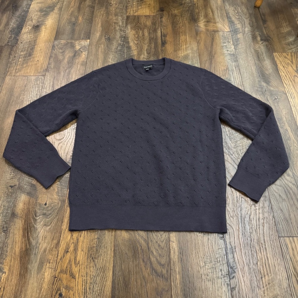 Club Monaco 100%‎ Wool Textured Knit Sweater Mens Large Purple Crewneck